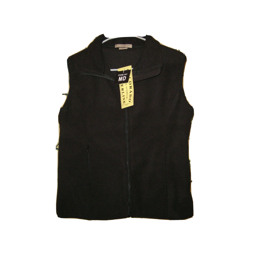 COLORADO TIMBERLINE Vest Black Full Zip Fleece Zip Pockets Women's Medium *NEW*